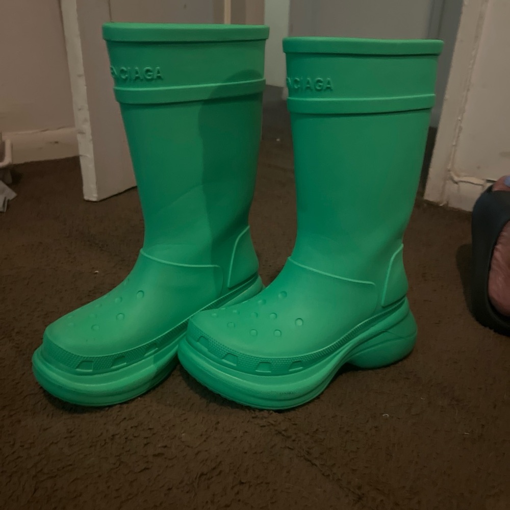 Balenciaga Green Rain & Snow Boots Mid-Calf Waterproof